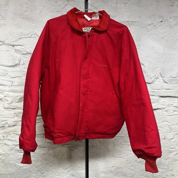 Walls Blizzard Pruf Red Quilted Canvas Work Jacket Coat Corduroy Collar MoorMans - Picture 1 of 11